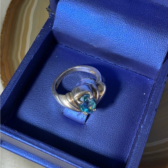 STERLING SILVER AQUAMARINE VINTAGE RING SIZE 5.25 - Picture 5 of 5